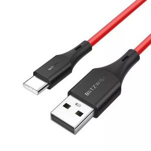Blitzwolf BW-TC15 USB-A - USB-C kábel 1,8m piros-fekete